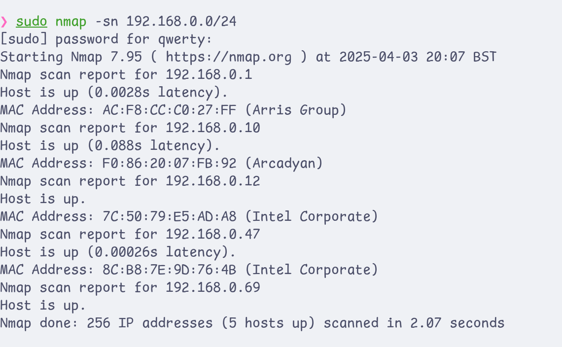 Nmap host discovery privileged user